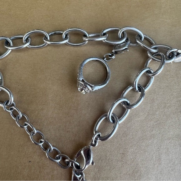 Swarovski Crystal Classic Charm Bracelet Key and Crystal Ring Charm Bridal - Picture 2 of 4